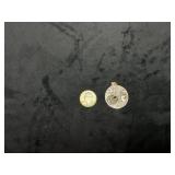 Round Metal Pendant With Abstract Design and Stone