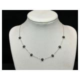 14K Gold Necklace with Black Freshwater Pearls