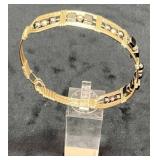 Gold-Tone and Black Beaded Hinged Bracelet