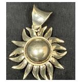 Sterling Silver Sunburst Pendant, Marked 925