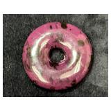 Round Pink and Black Pendant with Central Hole