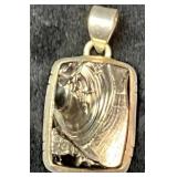 925 Marked Silver Pendant with Iridescent Stone