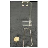 Silver Bracelet and Drop Earrings Set
