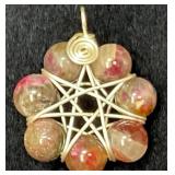 Unmarked Pendant With Wire Wrap and Stone Bead Des