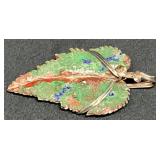 Handcrafted Leaf-Shaped Pendant With Multicolor St