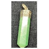 Unmarked Green Stone Pendant with Metal Cap