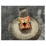 14K Gold Ring with Red Gemstones