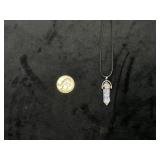Blue Stone Pendant Necklace with Black Cord