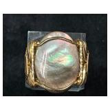 Unmarked Gold-Tone Ring with Iridescent Stone