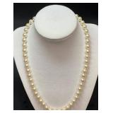 Unmarked Faux Pearl Necklace with Gold-Tone Clasp