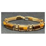 Gold Wire Bracelet with Tigerï¿½s Eye Stones
