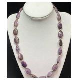Amethyst Bead Necklace With 925 Marked Clasp