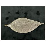 Unmarked Leaf-Shaped Pendant in Silver Tone