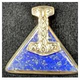 Sterling Silver 925 Pendant With Lapis Lazuli Inla