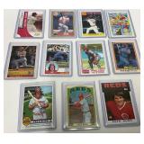 11 Pete Rose Baseball Cards in Various Years