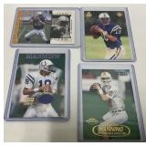 4 Peyton Manning Football Trading Cards + Rookie