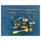 Unmarked Pins and Trinkets Including Chains and Br