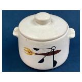 West Bend USA Lidded Ceramic Pot with Abstract Des
