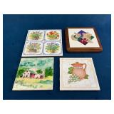 Four Decorative Ceramic Tiles