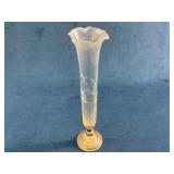 Web Sterling Etched Glass Vase with Sterling Base