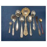 Nine Small Serving Utensils in Pewter, Stainless S