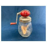 Vintage Glass Butter Churn with Red Hand Crank