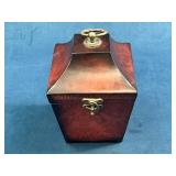 Wooden Tea Caddy with Brass Handle and Clasp