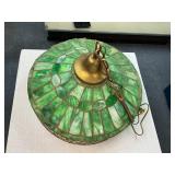 Stained Glass Hanging Lamp with Green and Multicol