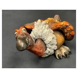 Colorful Ceramic Vulture Figurine with Detailed Fe