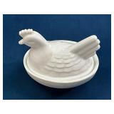 White Milk Glass Hen-on-Nest Dish