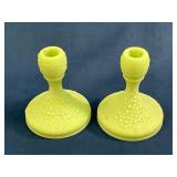 Fenton Uranium Glass Candle Holders