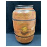 Large Handcrafted Terracotta Vessel with Floral an