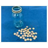 20+ Wheat Pennies with Ball Jar