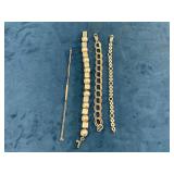 Sterling Silver Lot Including 4 Chains and Bracele