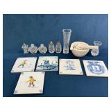 Dutch Tiles, Crystalware, and Ceramic Mortar