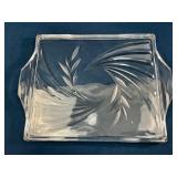 Clear Glass Rectangular Serving Tray with Handles