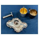 Sterling Silver Lot Including Inkwell, Cups, and R