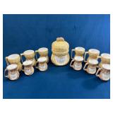 Ceramic Pineapple-Themed Beverage Set with Mugs