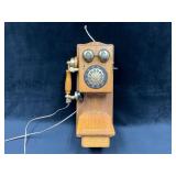 Vintage-Style Wall-Mount Wooden Rotary Telephone w
