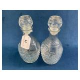 Clear Cut Glass Decanters with Stoppers