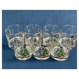 8 Christmas-Themed Glass Tumblers With Tree Design