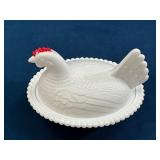 Milk Glass Hen-on-Nest Covered Dish