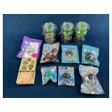 Gemstones and Decorative Items with Glass Jars and