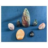 Seven Polished Gemstone Specimens in Various Color