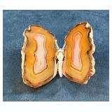 Agate Slice Butterfly Display with Metal Stand