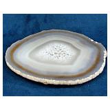 Polished Agate Slice with Decorative Glass Accents