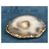Polished Agate Slice With Crystal Feet