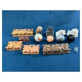 Stone Spheres and Mineral Specimens with Wood Disp