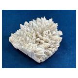 Natural White Aragonite Crystal Cluster on a Flat