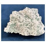 Natural Green Fluorite Cluster with Quartz and Mat